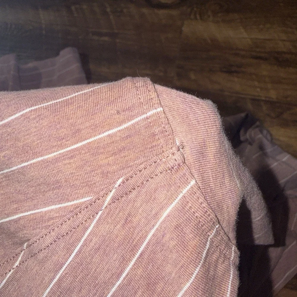 Lululemon Women's Pink/White Striped Crew Neck Short Sleeve T-Shirt Size 8